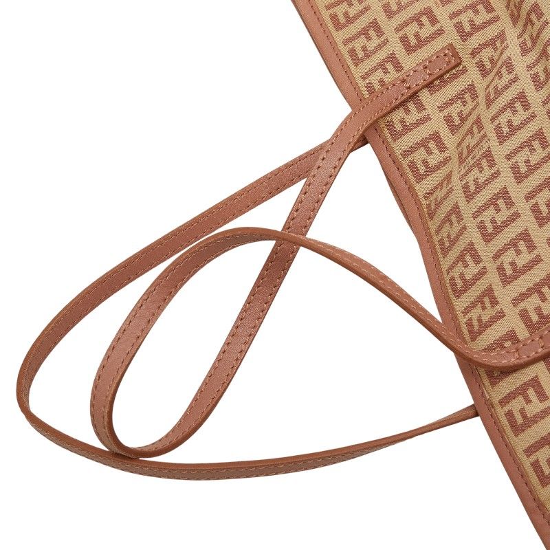 Fendi Zucchino Tote Brown Canvas Leather