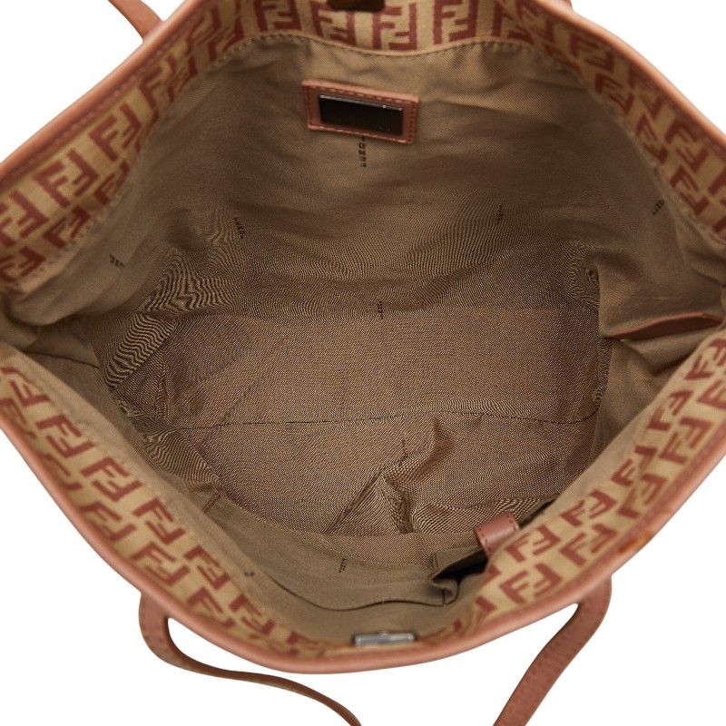 Fendi Zucchino Tote Brown Canvas Leather