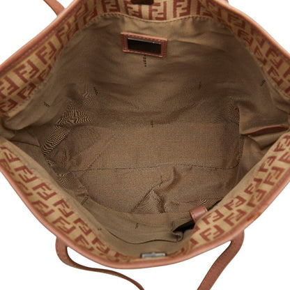 Fendi Zucchino Tote Brown Canvas Leather