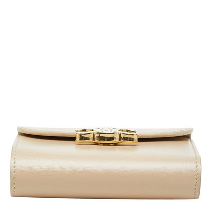 Celine Triomphe Small Flap Wallet Beige Leather