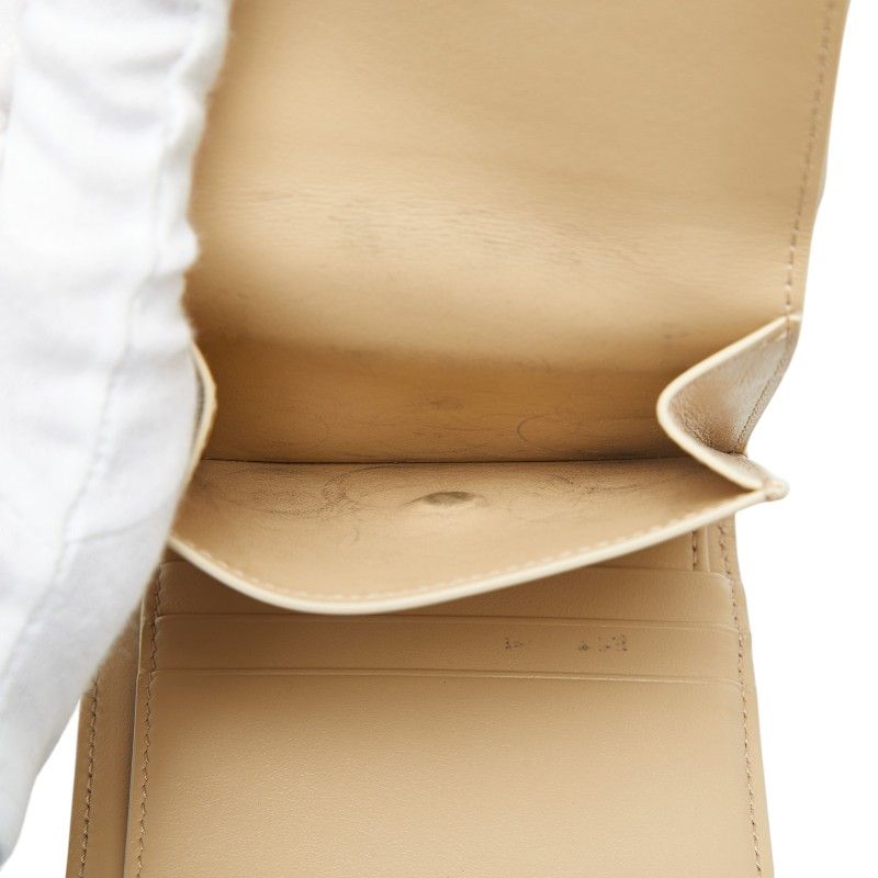 Celine Triomphe Small Flap Wallet Beige Leather
