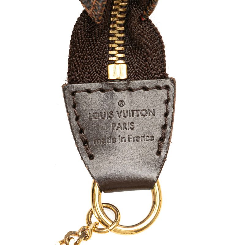 Louis Vuitton Damier Mini Pochette Pouch Handbag Brown Leather