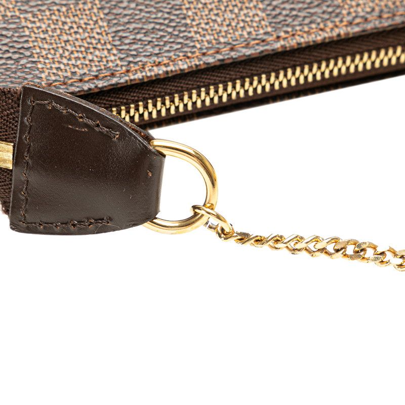 Louis Vuitton Damier Mini Pochette Pouch Handbag Brown Leather