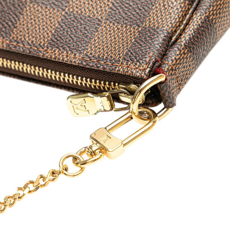 Louis Vuitton Damier Mini Pochette Pouch Handbag Brown Leather