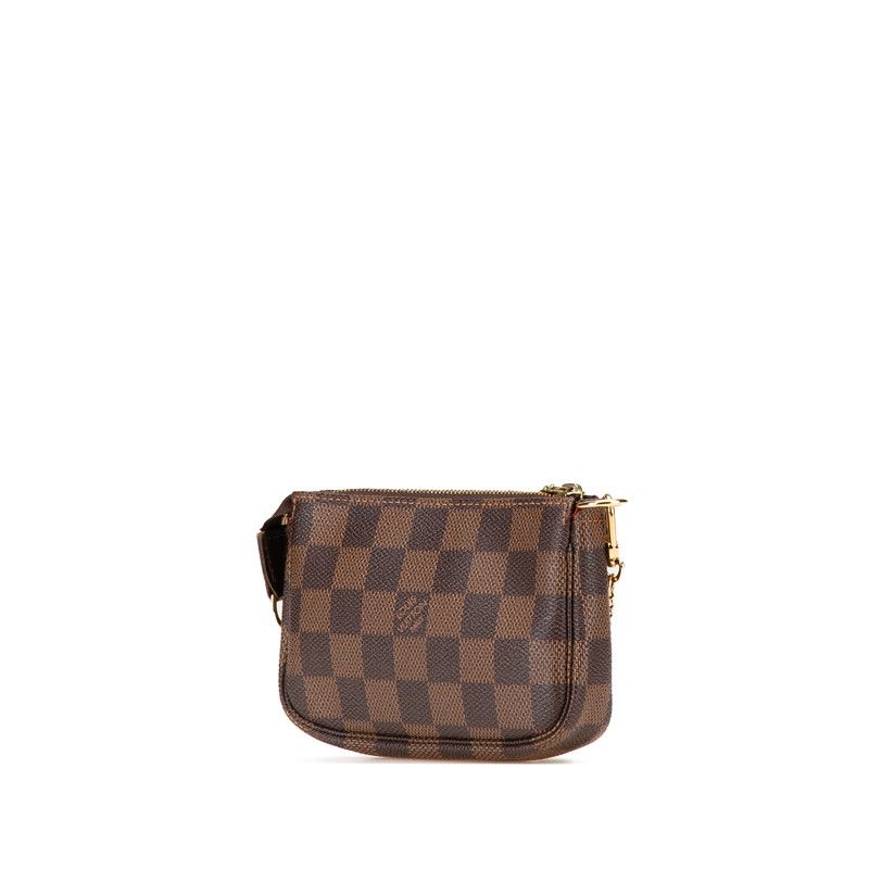 Louis Vuitton Damier Mini Pochette Pouch Handbag Brown Leather