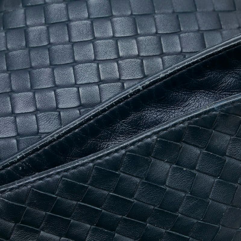 Bottega Veneta Intrecciato Crossbody Shoulder Bag Navy Black Leather