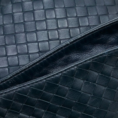 Bottega Veneta Intrecciato Crossbody Shoulder Bag Navy Black Leather