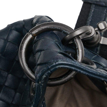 Bottega Veneta Intrecciato Crossbody Shoulder Bag Navy Black Leather