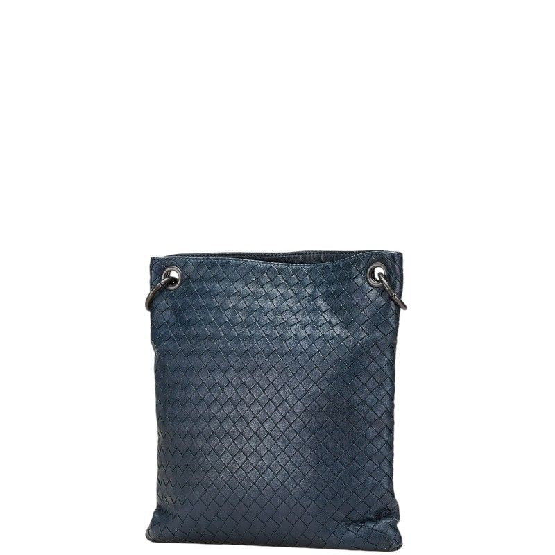 Bottega Veneta Intrecciato Crossbody Shoulder Bag Navy Black Leather