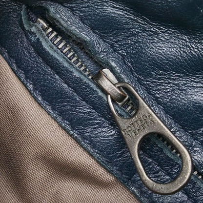 Bottega Veneta Intrecciato Crossbody Shoulder Bag Navy Black Leather