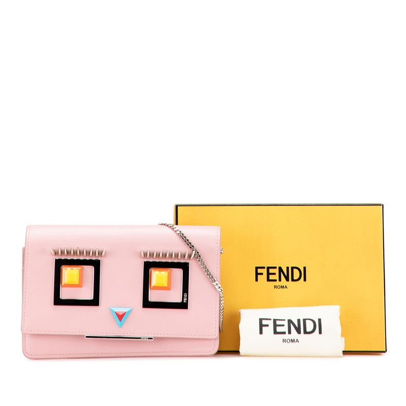 Fendi Hypnotize Chain Shoulder Bag Wallet Pink Multicolor Leather