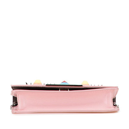 Fendi Hypnotize Chain Shoulder Bag Wallet Pink Multicolor Leather