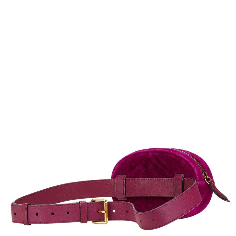 Gucci GG Marmont Quilted Belt Bag Purple Velour Leather