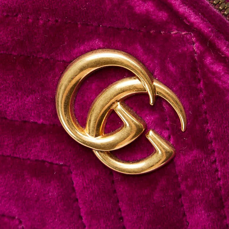 Gucci GG Marmont Quilted Belt Bag Purple Velour Leather