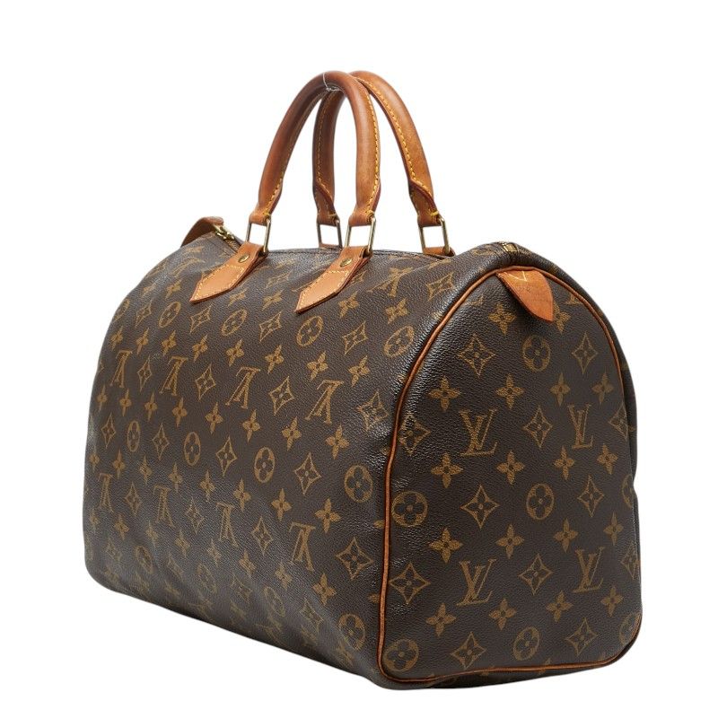 Louis Vuitton Monogram Speedy 35 Boston Bag Brown Leather