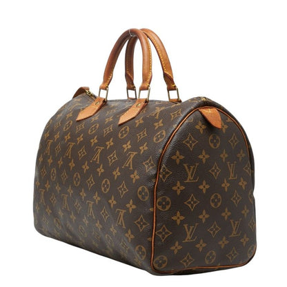 Louis Vuitton Monogram Speedy 35 Boston Bag Brown Leather