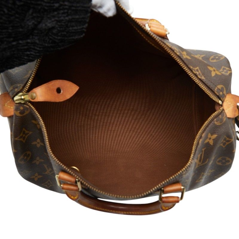Louis Vuitton Monogram Speedy 35 Boston Bag Brown Leather