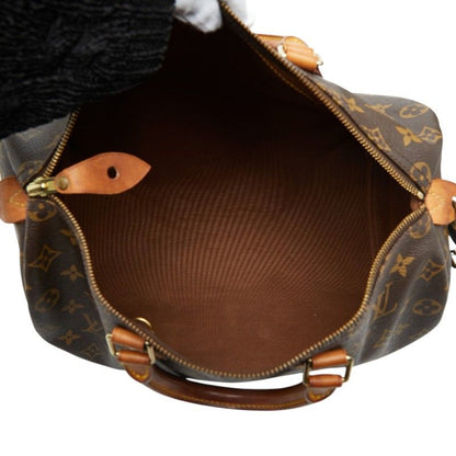 Louis Vuitton Monogram Speedy 35 Boston Bag Brown Leather