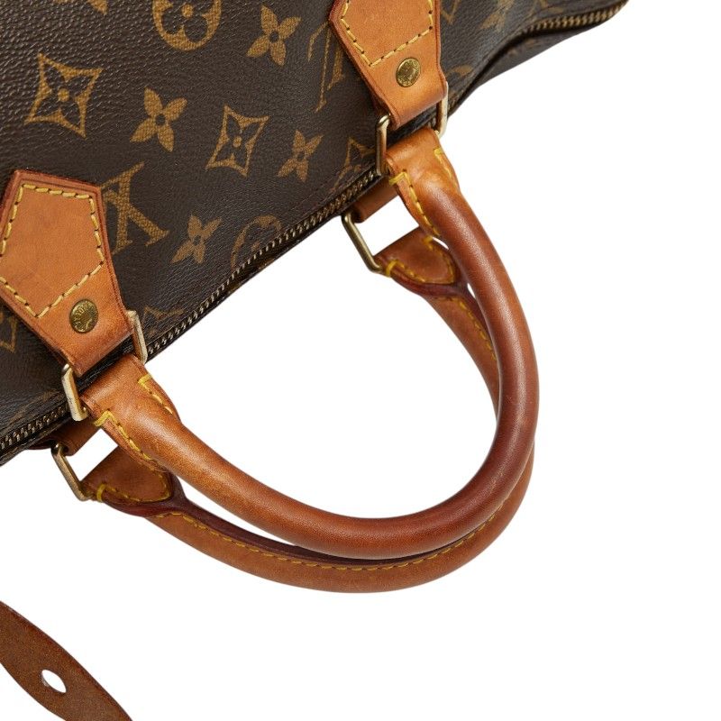 Louis Vuitton Monogram Speedy 35 Boston Bag Brown Leather