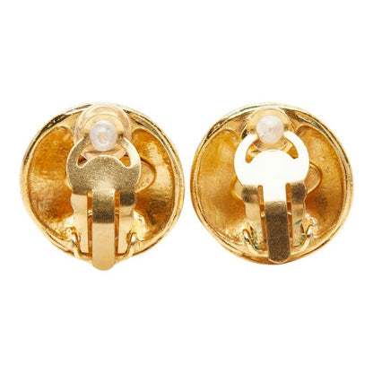 Chanel CC Logo Vintage Earrings Gold Plated
