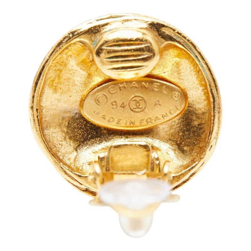 Chanel CC Logo Vintage Earrings Gold Plated