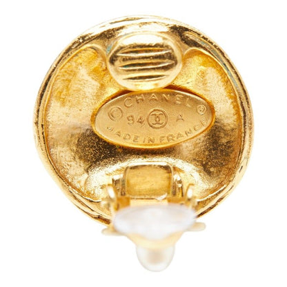 Chanel CC Logo Vintage Earrings Gold Plated