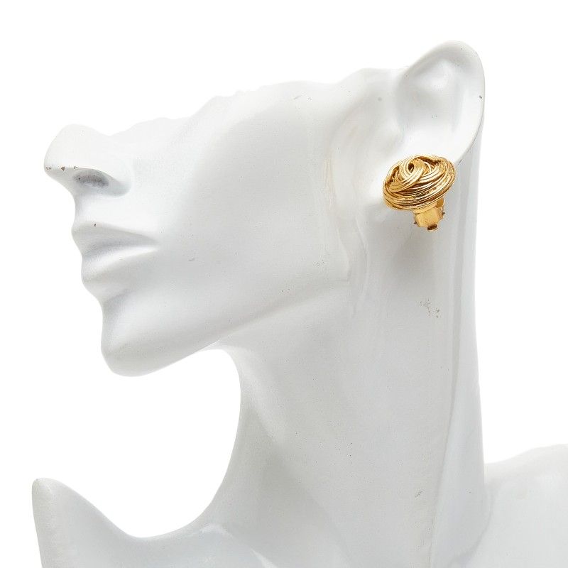Chanel CC Logo Vintage Earrings Gold Plated