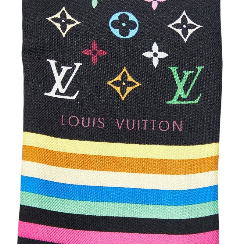 Louis Vuitton Monogram Multicolor Scarf Bandeau Black Silk