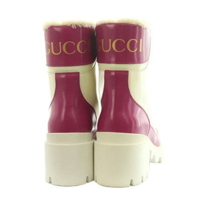 Gucci Magnum Short Boots Thick Sole 36 Ivory Magenta Pink