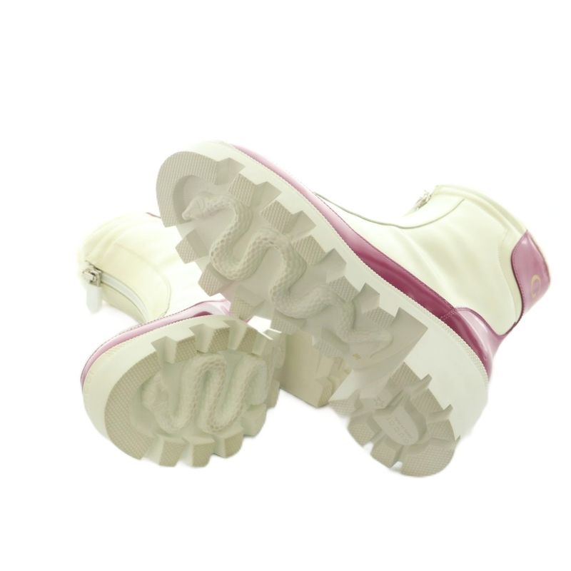 Gucci Magnum Short Boots Thick Sole 36 Ivory Magenta Pink