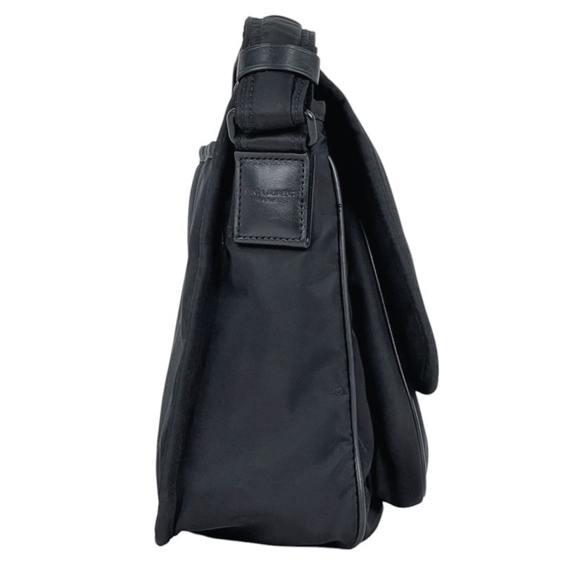 Saint Laurent Yves Logo Shoulder Bag Nylon Black