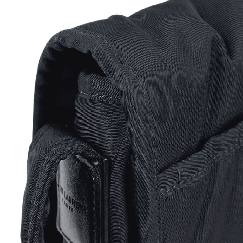 Saint Laurent Yves Logo Shoulder Bag Nylon Black