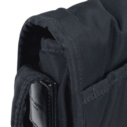 Saint Laurent Yves Logo Shoulder Bag Nylon Black