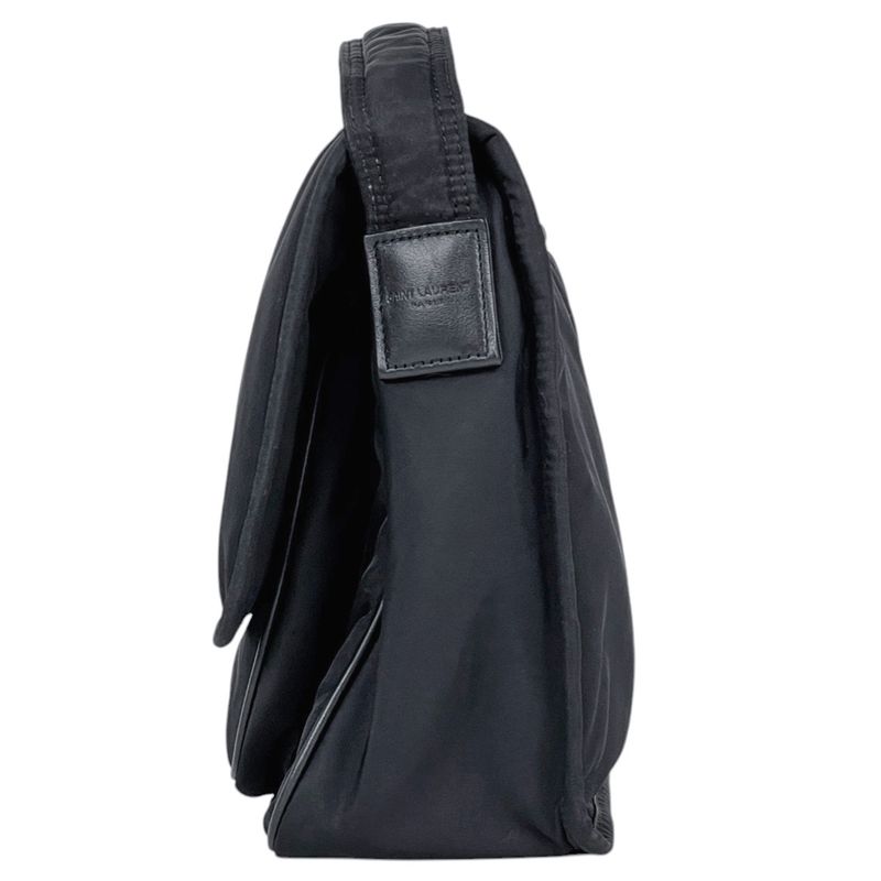 Saint Laurent Yves Logo Shoulder Bag Nylon Black