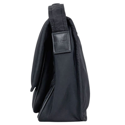 Saint Laurent Yves Logo Shoulder Bag Nylon Black