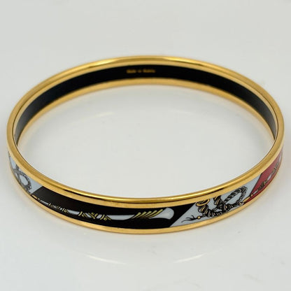 Hermes Enamel PM Bracelet Cloisonne Bangle Black Red