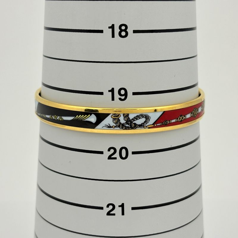Hermes Enamel PM Bracelet Cloisonne Bangle Black Red
