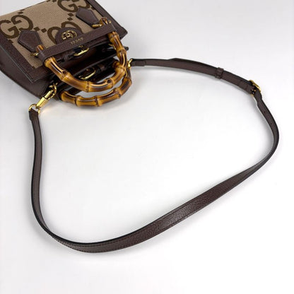 Gucci Diana Small Tote 2-Way Shoulder Bag Double Jumbo GG Canvas Brown