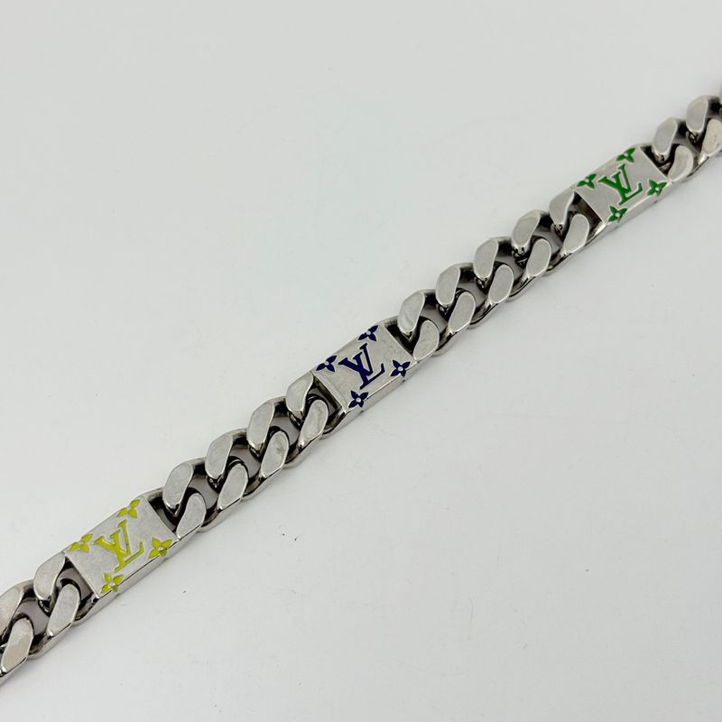 Louis Vuitton LV Mosaic Bracelet Chain Silver Plated