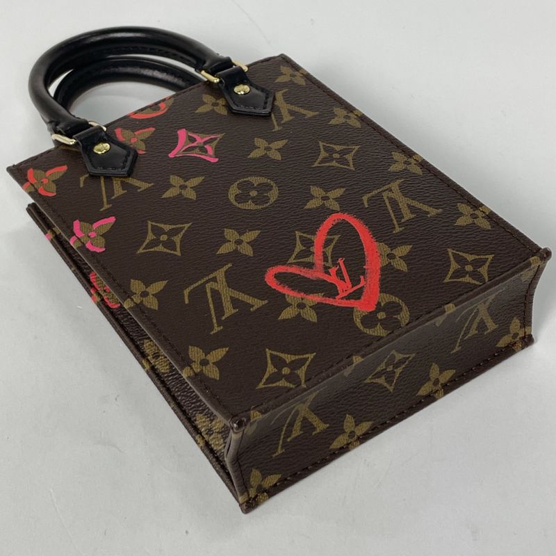 Louis Vuitton Petite Sac Plat 2-Way Shoulder Bag Foreign Love Monogram Brown