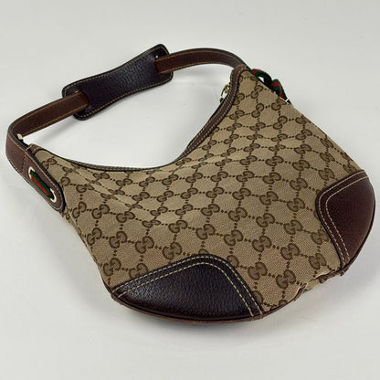 Gucci Princi GG Pattern Shoulder Bag Ribbon Canvas Brown