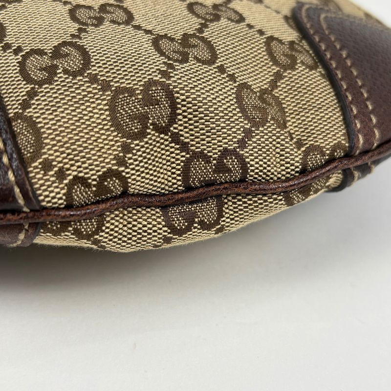 Gucci Princi GG Pattern Shoulder Bag Ribbon Canvas Brown