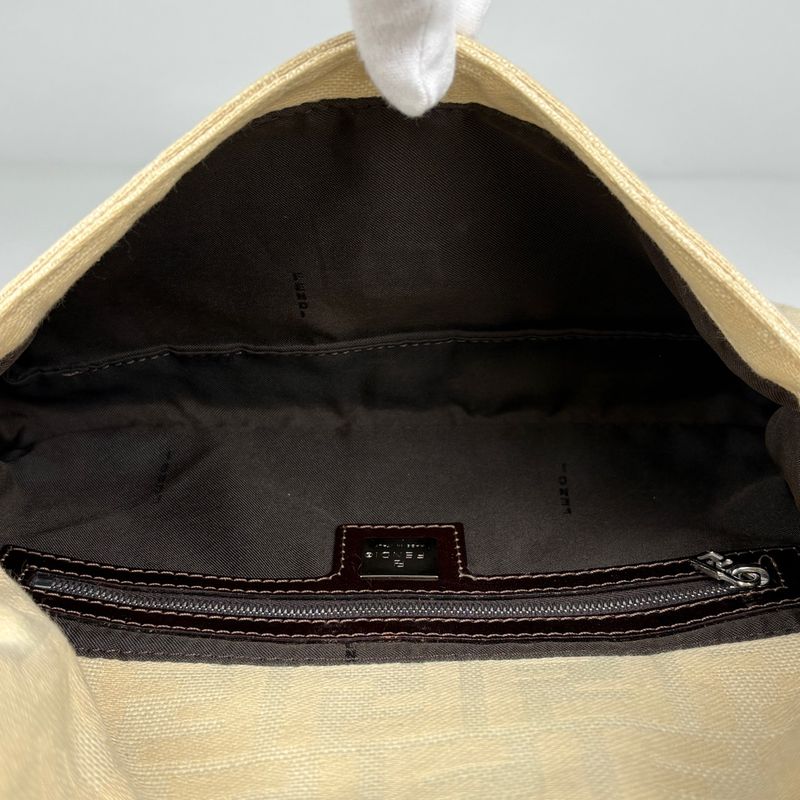 Fendi Zucca Pattern Mamma Bucket Shoulder Bag Canvas Beige