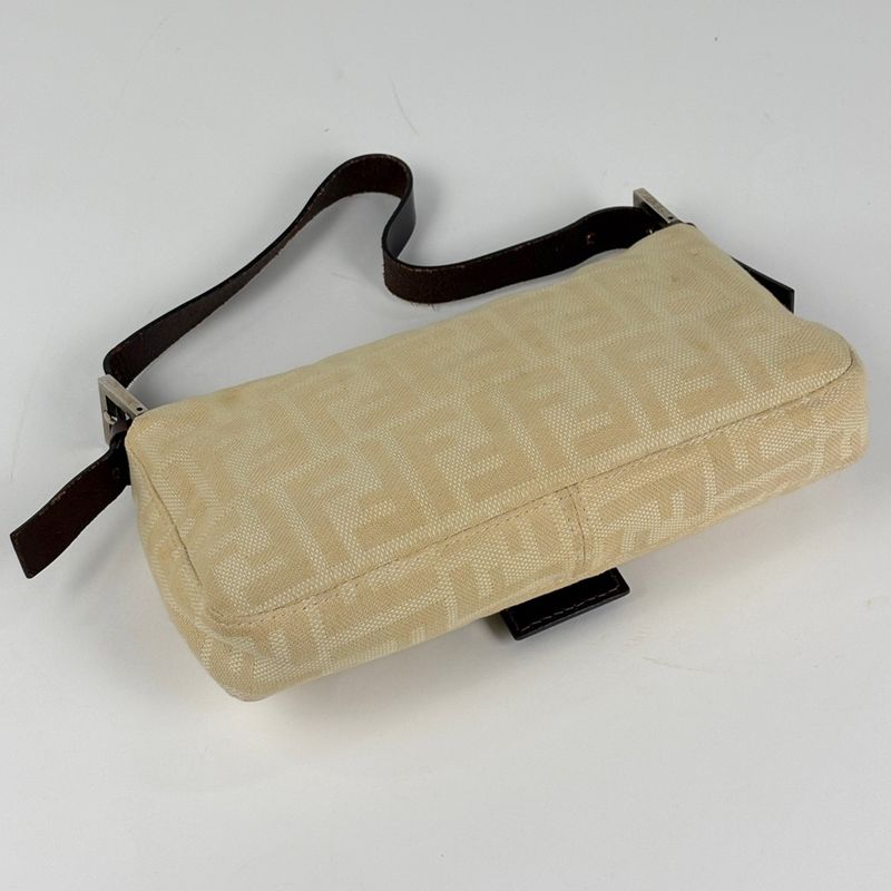Fendi Zucca Pattern Mamma Bucket Shoulder Bag Canvas Beige