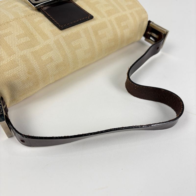 Fendi Zucca Pattern Mamma Bucket Shoulder Bag Canvas Beige
