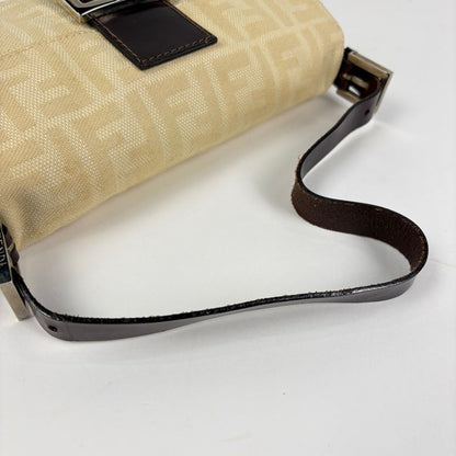 Fendi Zucca Pattern Mamma Bucket Shoulder Bag Canvas Beige