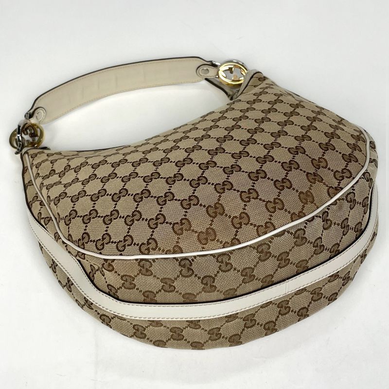 Gucci GG Pattern Shoulder Bag Twins Bag Canvas Beige White