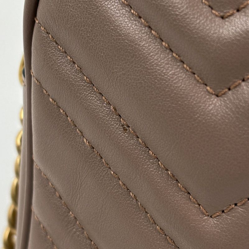 Gucci GG Marmont Chain Shoulder Bag Double Leather Beige