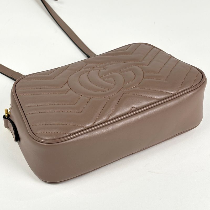 Gucci GG Marmont Chain Shoulder Bag Double Leather Beige