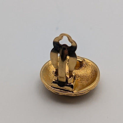 Chanel Earrings CC Logo Camellia Round Circle Gold Vintage
